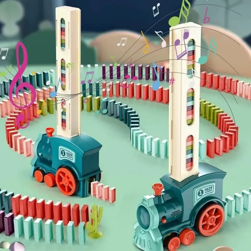 Domino Trein voor Kind Automatische Elektrische Auto Leggen Kleurrijke Domino Set Educatief Speelgoed Blokken Verjaardagscadeaus Jongen Meisjes Kind