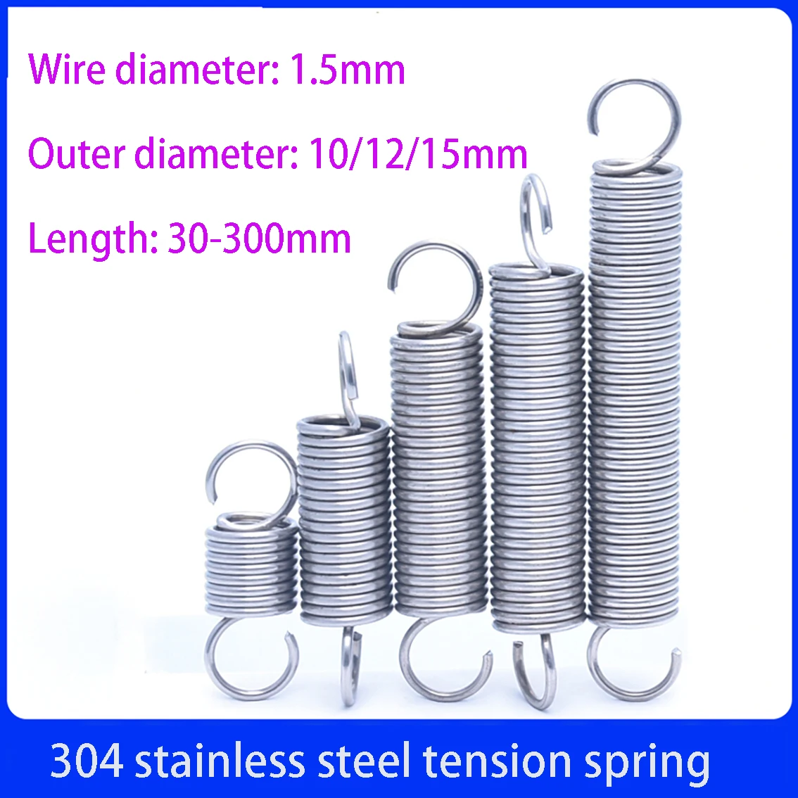 

1PCS 1.5mm 304 Stainless Steel Stretch Spring Length 30-200mm With S-shaped Hook Tension Spring Spiral Tension Spring