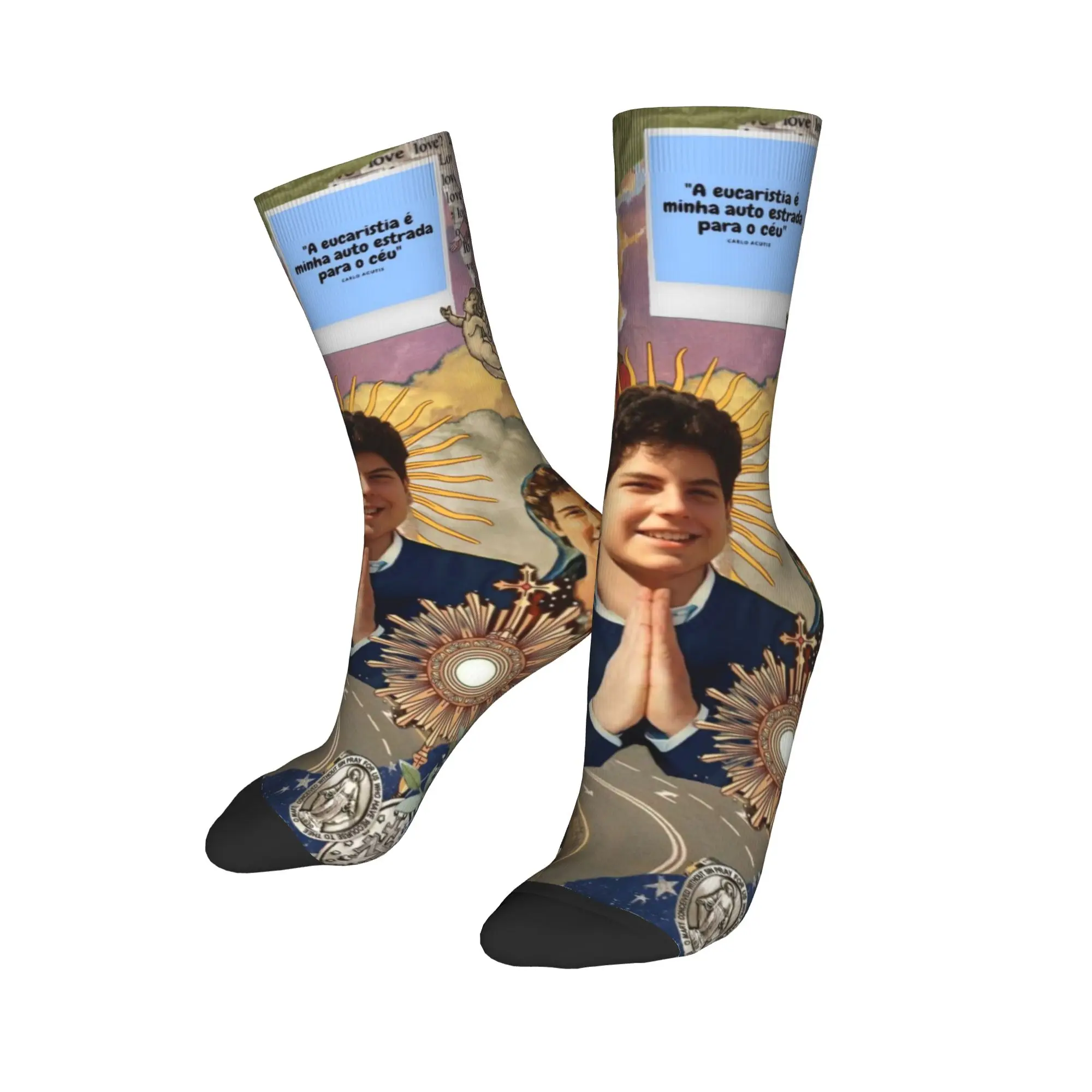 

Забавные женские и мужские носки для экипажа Saint Carlo Acutis Santo Merch, милые дышащие чулки