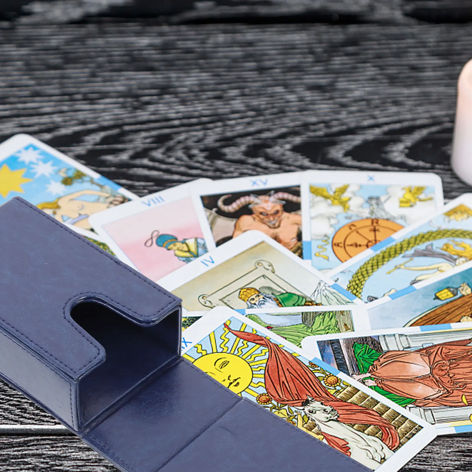 

Tarot Storage Box Premium PU Rectangular Card Organizer with Cover Moisture Resistant for Tarot Cards Game Collection Gift