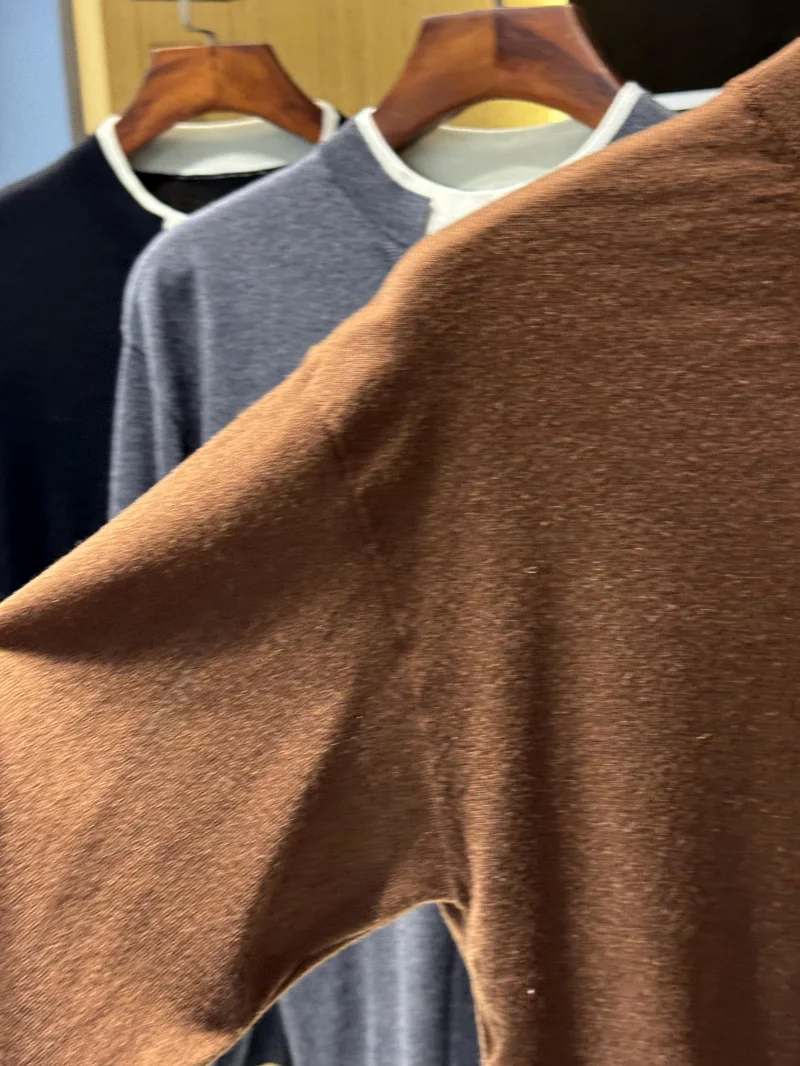   Suéter de punto informal para hombre, conjunto de ocio de rayón y lana de acetato falso de dos piezas, combina con todo, otoño e invierno, calidez en V