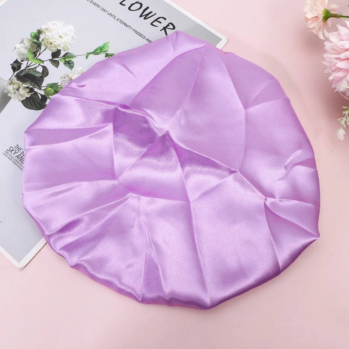 قبعة نوم حريرية للأطفال بحافة واسعة لسلامة الشعر، قبعة ناعمة مريحة للاستحمام للأطفال وضحاها باللون الأصفر #2