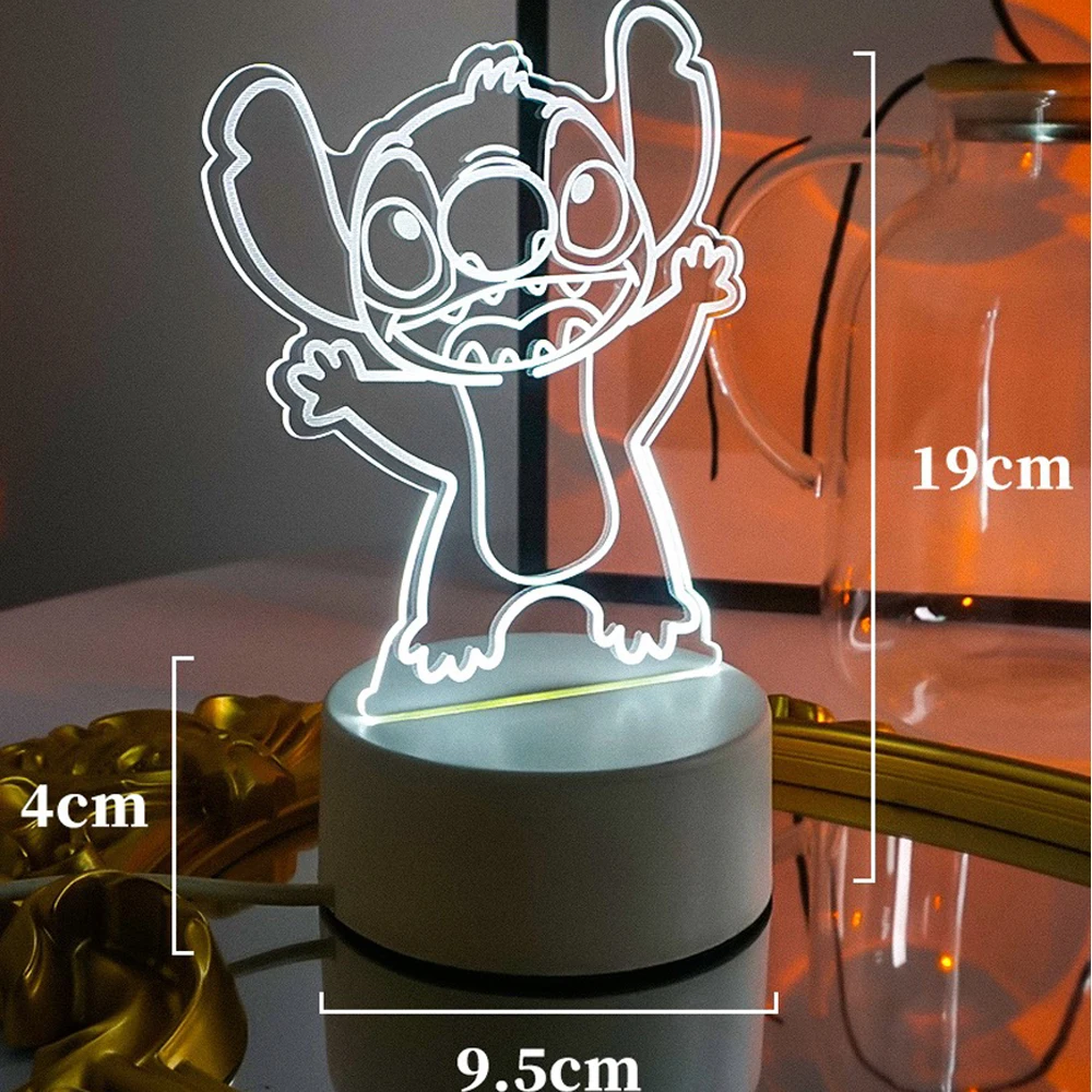 Disney Lilo & Stitch Led Light Figures Star Baby Usb Colorful Touch Remote Control 3d Desk Lamp Night Light Kids Birthday Gift