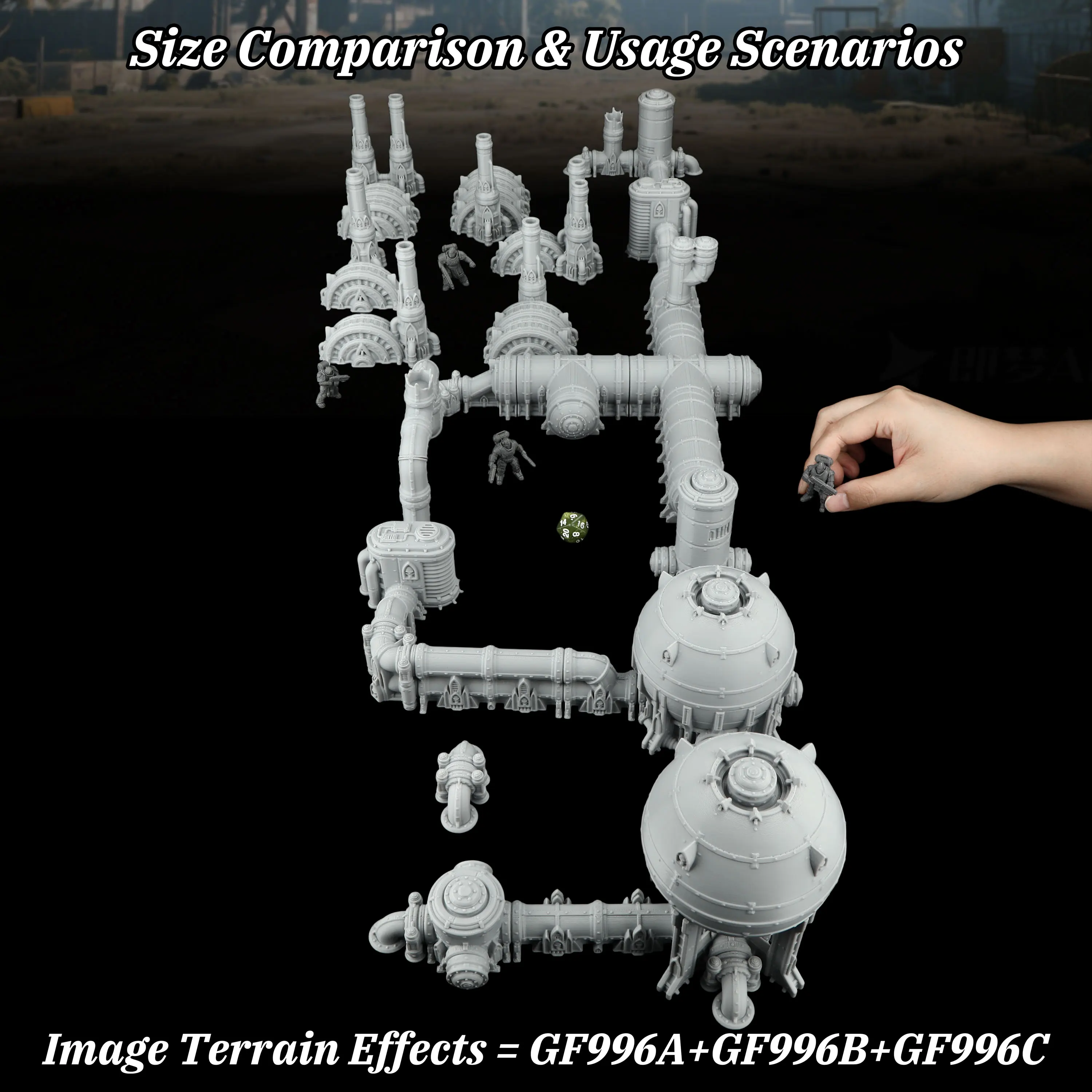 Sci-Fi Turbine Miniature Set, Building Complete Industrial Building Scenery Model for TTRPG Role Play Game Player