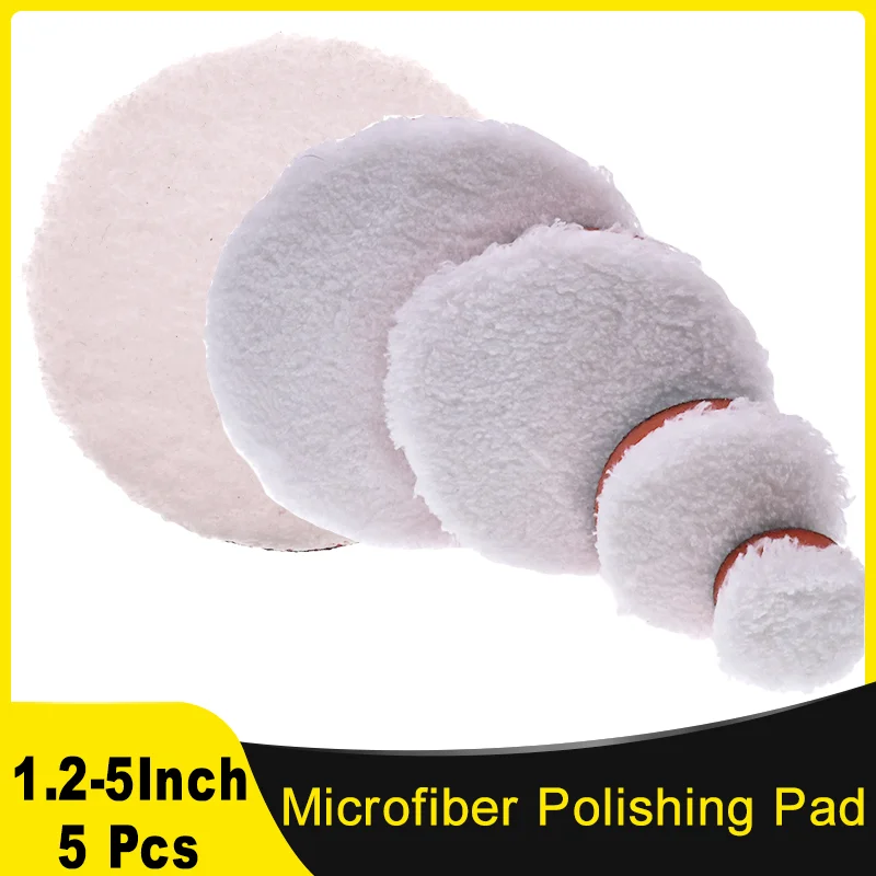 1.2-5Inch  Professionally Microfiber Foam Polishing Pad 5Pcs Hook and Loop for Car Polisher Cutting Buffing Waxing