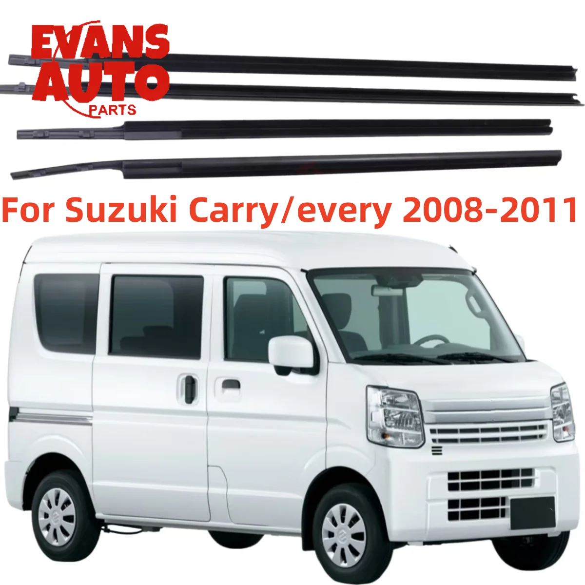 4Pcs Car Window Weatherstrip Black For Suzuki Carry/Every 2008-2011 83821-68H00 83811-68H00 83841-68H00 83831-68H00