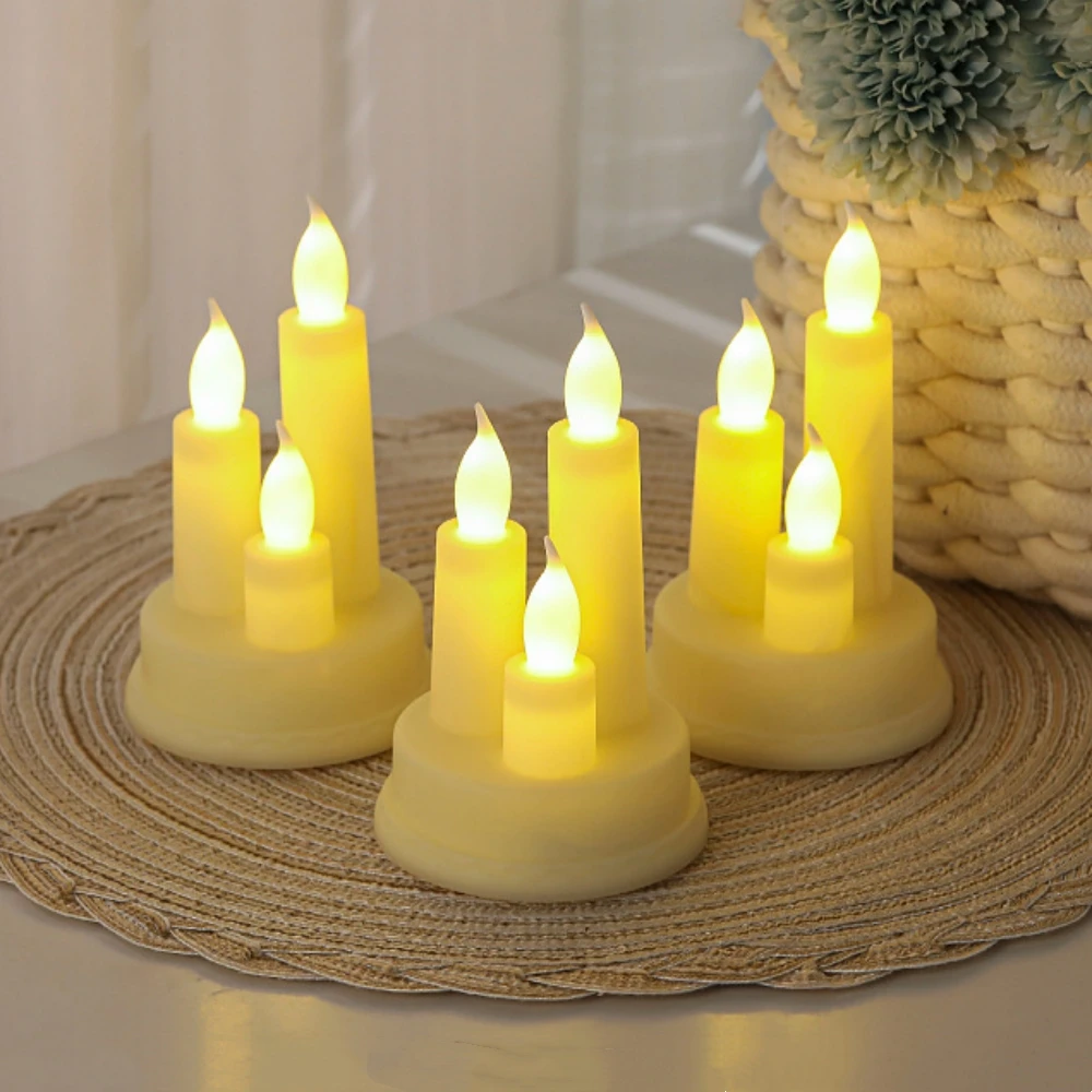 3 in 1 LED Flameless Electric Candles Light Battery Power White Beige Black Acrylic LED Taper Candles Holiday Party Home Decor