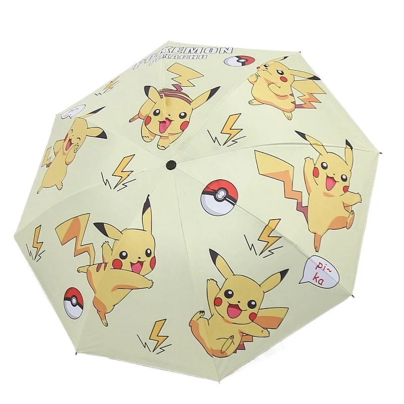 Pokemon Pikachu fully automatic umbrella cartoon sun protection UV protection durable rain or shine student sun umbrella