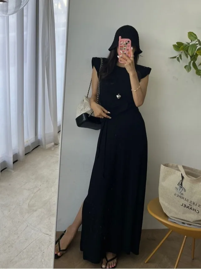 

Elegant Sleeveless Bodycon Dress Two-Piece Set Women's Uniform Size Long Summer Slimming Fashion Ensemble