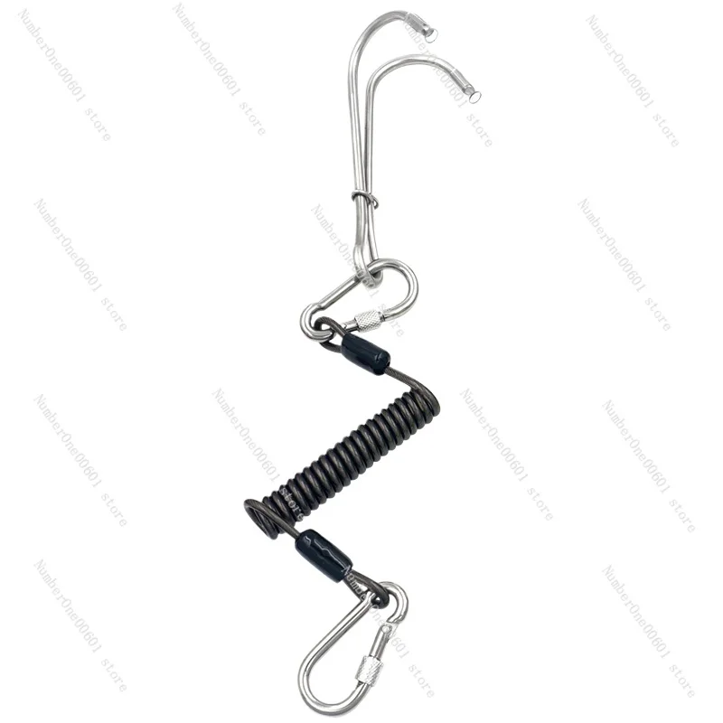 

Stainless Steel Diving Spring Flow Hook Retractable Double Flow Hook Corrosion-resistant Simple Hooks