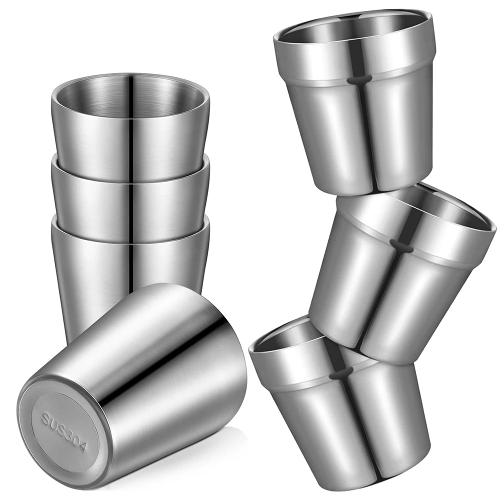Taza de acero inoxidable 304, equipo de senderismo al aire libre, taza apilable, tazas de Camping, tazas de Metal, juegos de tazas de café de viaje, artículos portátiles para bebidas, 3 uds.