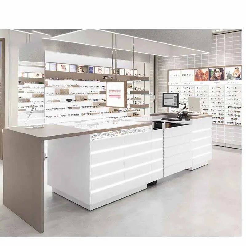 Custom. Showroom Decoration Wooden Glasses Display Showcase Optical Frames Store Fixtures Eyeglass Display Cabinet