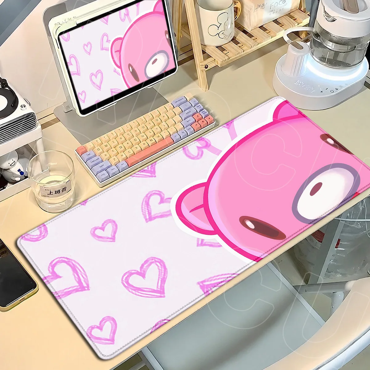 Große Kawaii Cartoon E-Sports Gamer Mauspad G-Gloomy B-Bear Anime Mauspad Desktop Büro HD-Druck Gummi Zubehör Matten – Detail 18