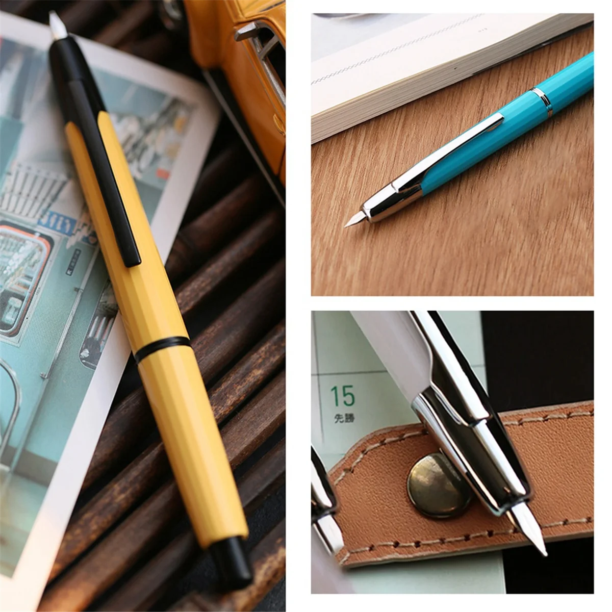 Pulpen tinta tekan Resin, ujung pena ekstra halus 0.4mm konverter pena tinta untuk menulis hadiah Hitam (Klip hitam)