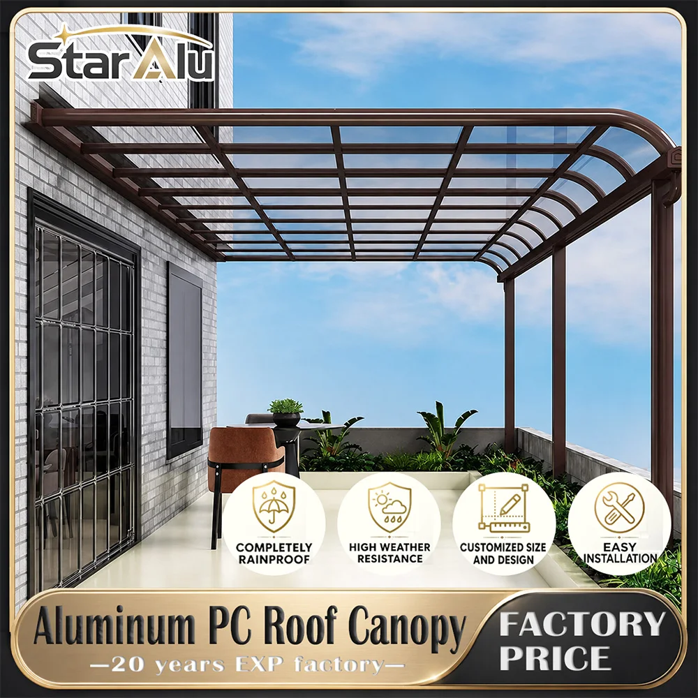 Bioclimatic 6063 T5 Aluminum Polycarbonate Sunroom Pergola Waterproof UV Protect Rain Shelter Gazebo Canopy Awning Patio Custom