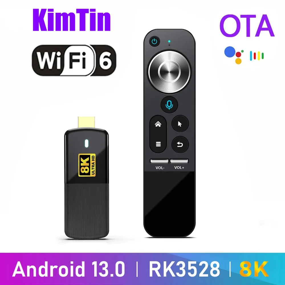 H96 MAX 8K Android 13 Tv Stick RK3528 Quad Core 2G 16G Mini PC 2.4G 5G Wifi6 BT5.0 8K HD Miracast TV dongle W/ Voice Assistant