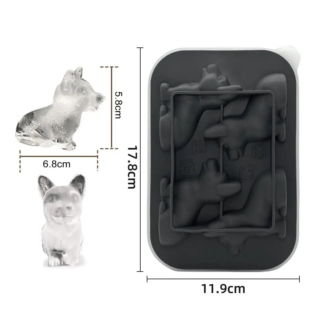 Food Grade Silicone Ice Mold With Clear Funnel-type Lid 3D Corgi Ice Cube Mold, Pet Shapes Ice Cube Tray For Whiskey Cocktails