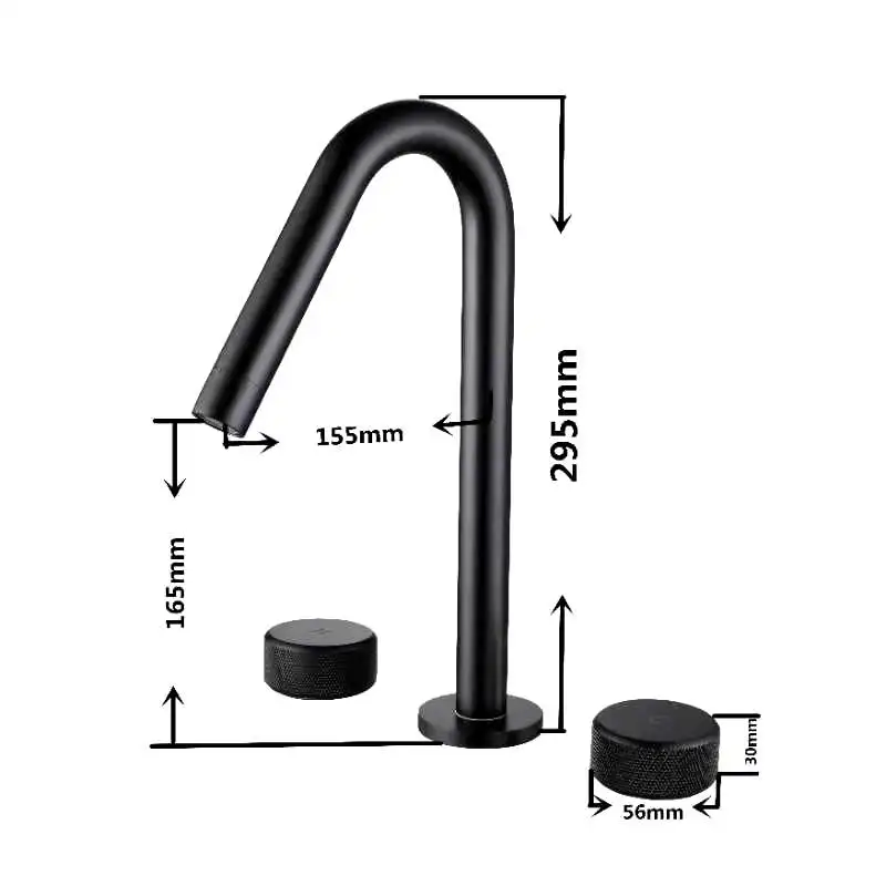 Basin Faucets Brushed Gold Widespread Bathroom Faucets 3 Hole Black Brass Sink Faucet Hot And Cold Water Taps