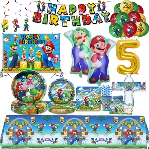 Super Mario Party cung cấp cho trẻ em, các món ăn dùng một lần, nhãn dán, món ăn, bóng bay, siêu bros, trang trí sinh nhật, mới 10 Bảng bán hàng Super Mario chính - 3