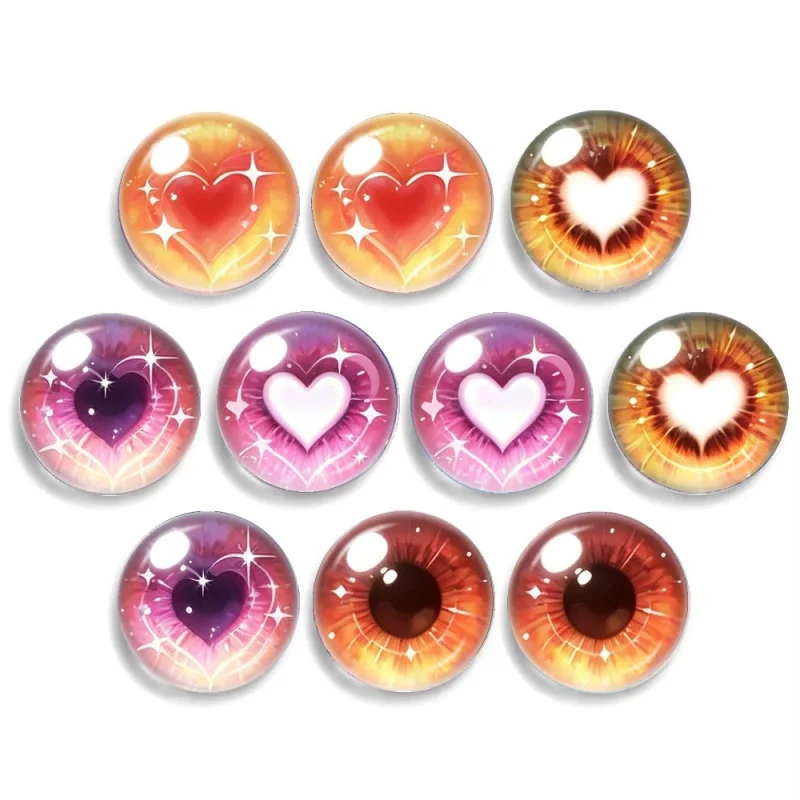 5 Pairs/lot Heart Eyes Chips Suitable for Blythe Doll 10pcs 12mm/18mm/20mm/25mm Round Cabochon Flat Back Making Findings Jewelry