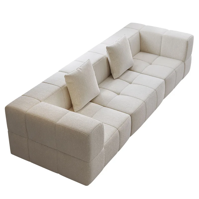 

Compression sponge small apartment cream style three-person simple inline widening module combination sofa