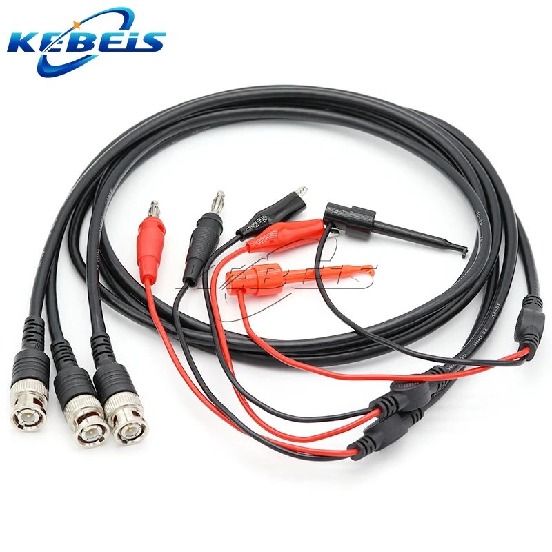 1PCS BNC Q9 to BNC RCA Dual Hook Clip Alligator Clip Cables 4MM Banana Plug Oscilloscope Test Probe  Connector