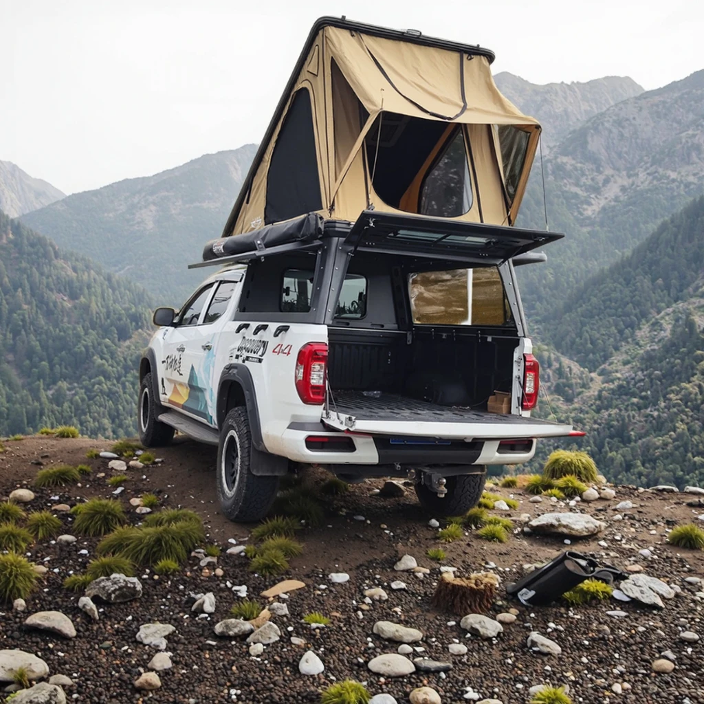 

4x4 Offroad Aluminum Hardtop Canopy with Top Tent for Pickup Trucks for Offroad Applications & Car Rooftop Tents