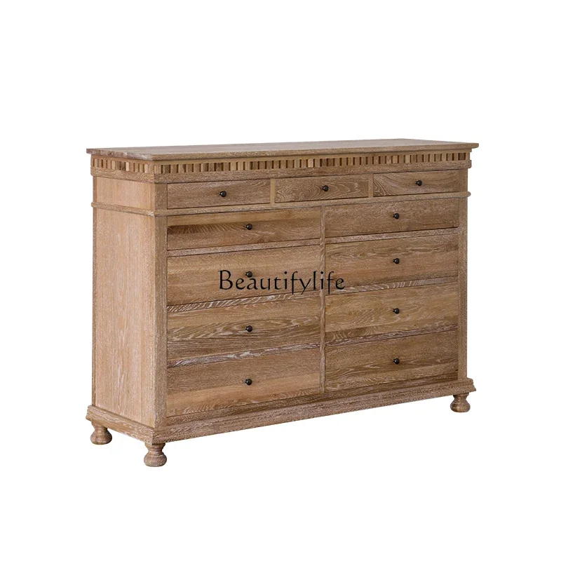 

FG28American country oak all solid wood eleven drawers living room multi-drawer storage retro