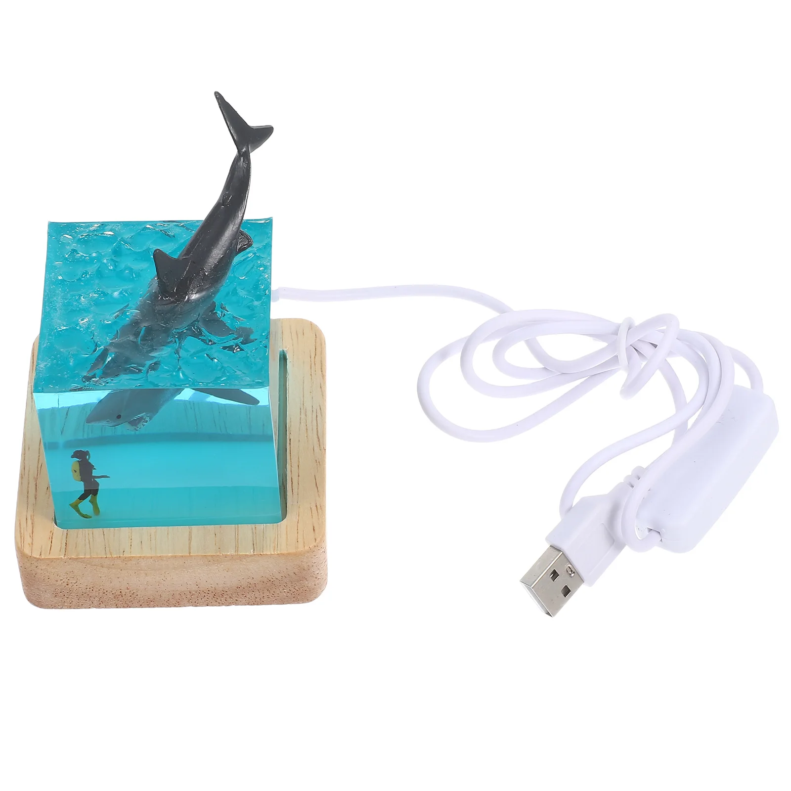 

Light Resin Whale Statue Mini Decor Creative USB LED Bedroom Table Gift Small Figurines Home Decoration