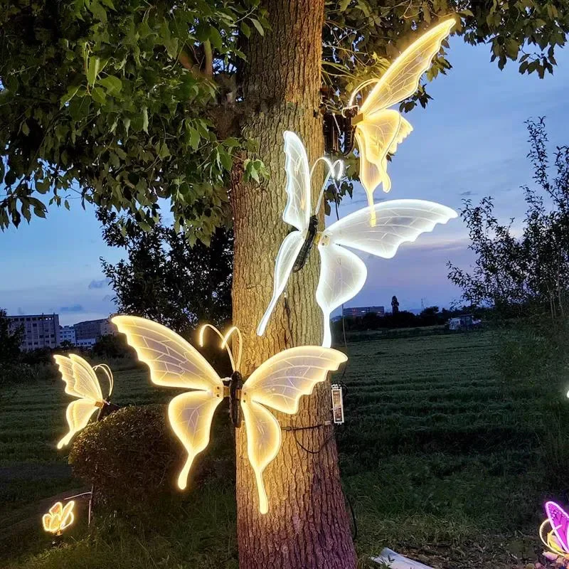 Creative Automatically Flap Wing Luminous Butterfly For Wedding Ceiling Party Stage Hanging Garden Courtyard Lighting Decoration