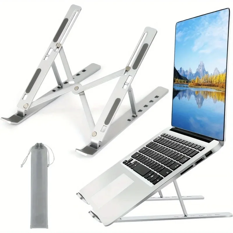 Adjustable Aluminum Laptop Stand 6 Level Height Foldable Portable Ventilation Heat Dissipation Notebook Tablet Desktop Holder