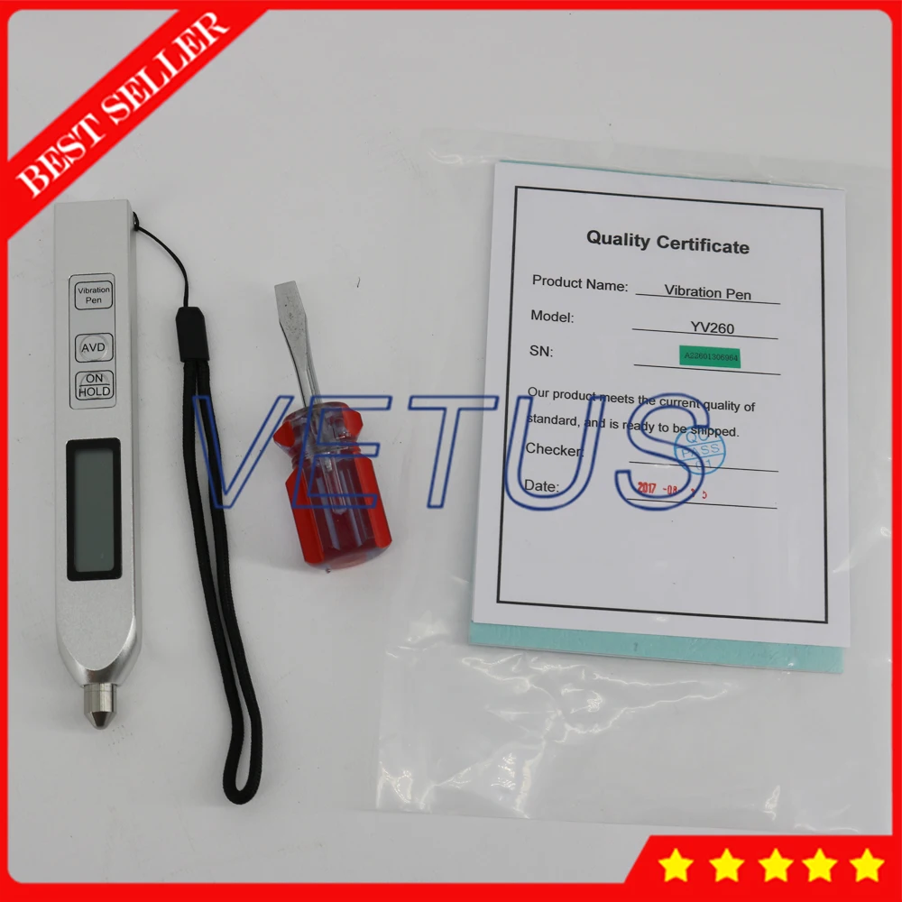 Digital Pen Type Vibrometer Vibration Meter Tester for Acceleration Velocity Displacement Testing 0'C to 40'C Temperature