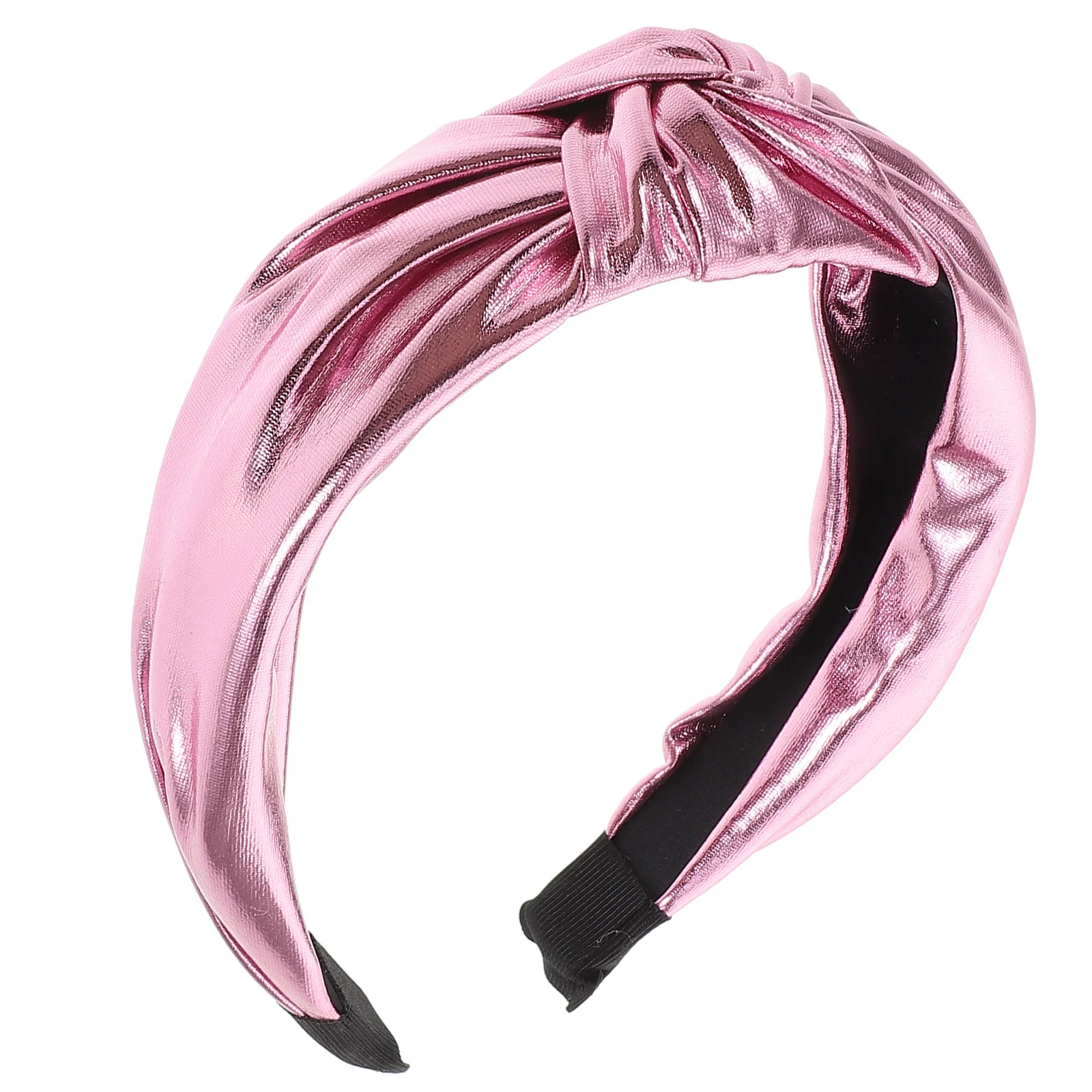 الوردي معقود عقال المرأة بريق وردي فاتح نسيج البولي يوريثان رباط شعر لعيد الحب ديسكو الترتر الشعر التبعي #2