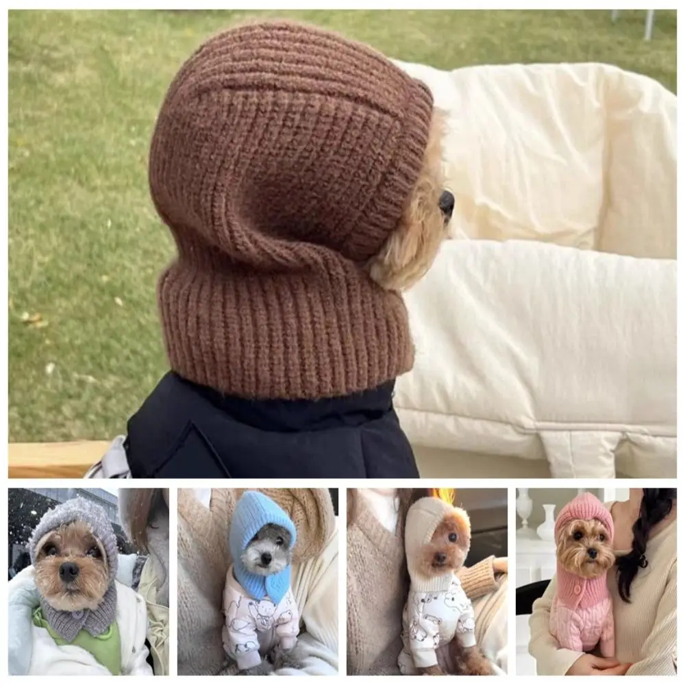Cute Warm Dog Knitted Hat Soft Comfortable Cat Bear Hat Fashion Solid Color Dog Decorative Hat Autumn Winter