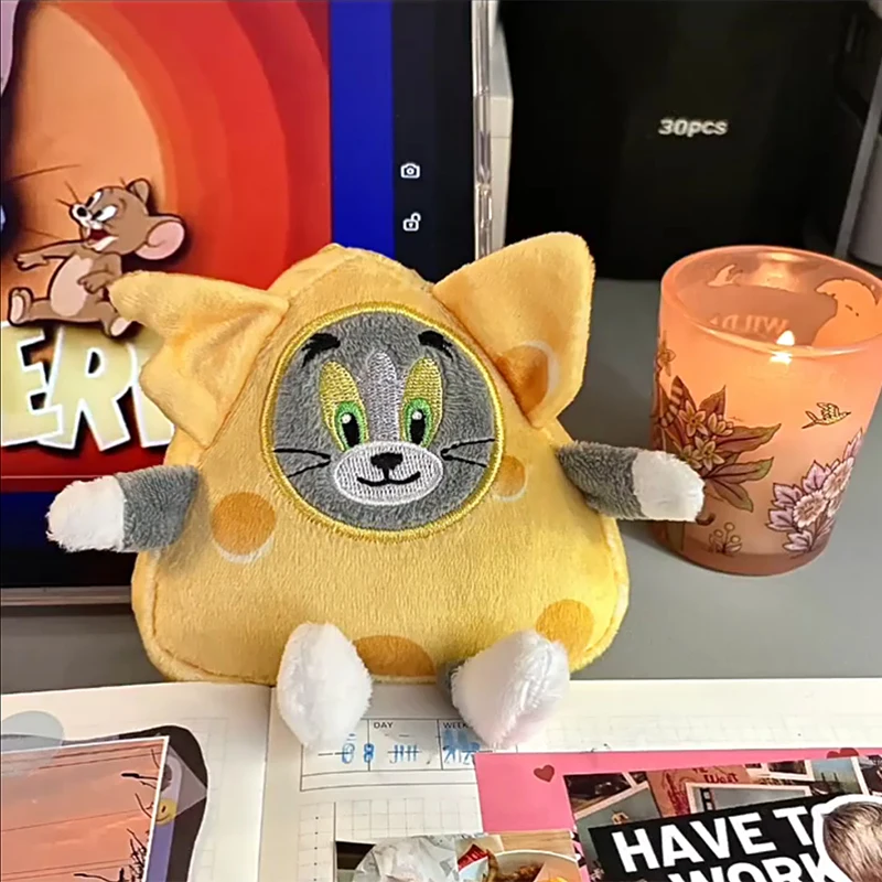 Tom And Jerry Plush Key Ring Toy Cartoon Cheese Stuffed Keychain Doll Tom Cat Jerry Mouse Pendant Kids Gift