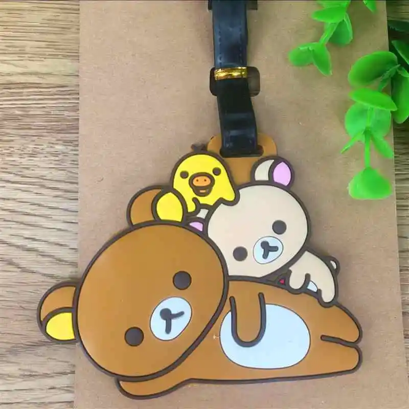 جديد لطيف الكرتون Rilakkuma Lala كسول الدب فحص الأمتعة العلامة أنيمي Kawaii مقاوم للماء بولي كلوريد الفينيل لينة قلادة إكسسوارات الأمتعة الهدايا