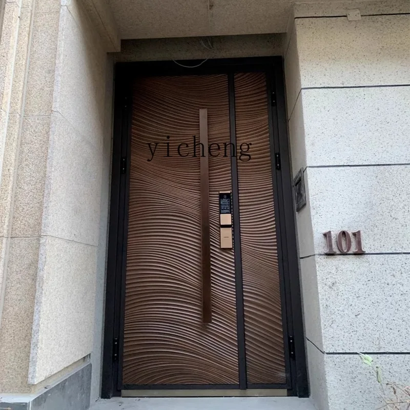 Tqh Villa Door Cast Aluminum Door Anti-Theft Light Luxury Rural Self-Built Houses Door  Copper