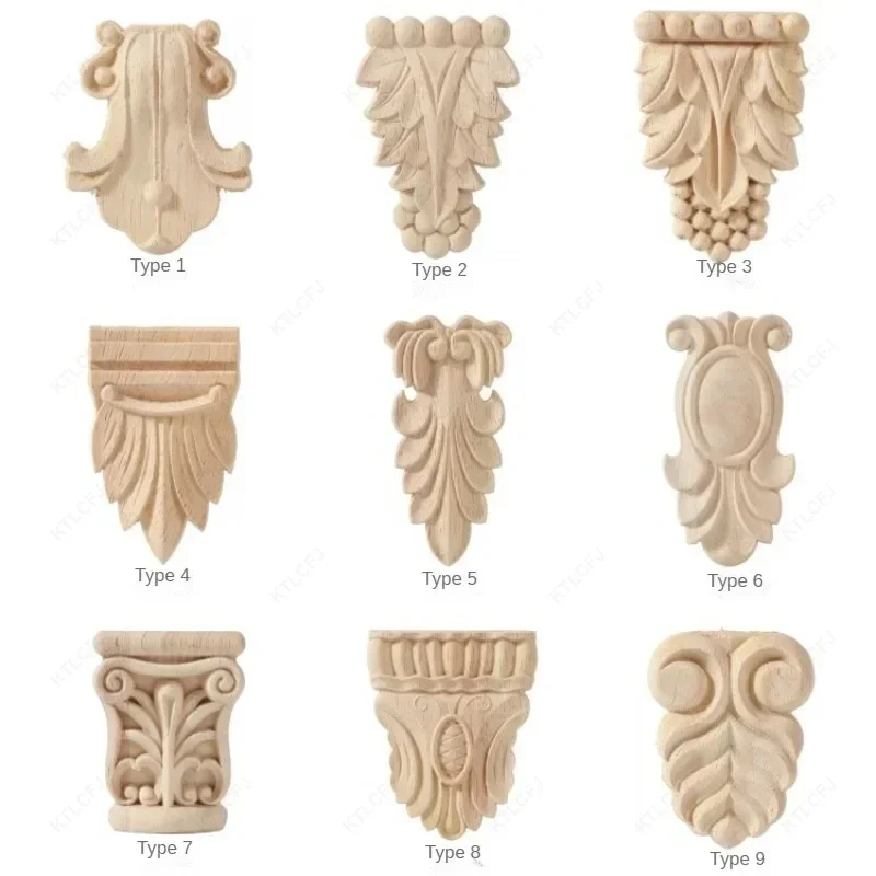 Solid Wood Column Head Decals European Style Interior Decor Roman Column Corbel Background Wall Decoration Column Head Flowers