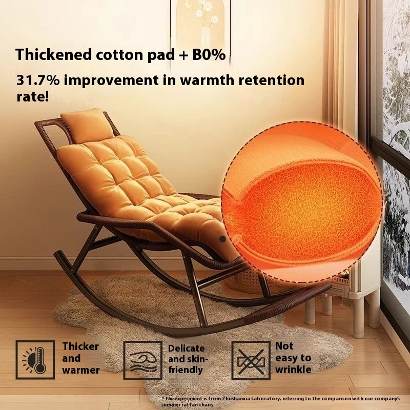 Adult Lounge Rocking Chair with Extra Thick Steel Frame for All Seasons for Middle-Aged Elderly Leisure or Bar Use
