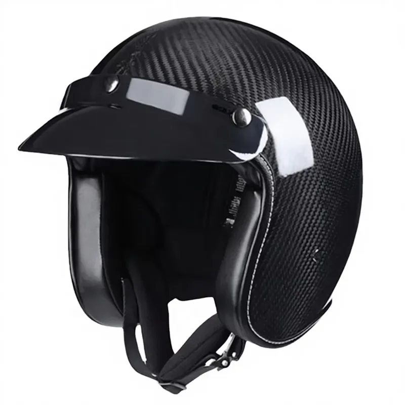 Cross-Border Exclusive Carbon Fiber Electric Bike Half Helmet Retro Outdoor Riding Helmet Size M-XXL Men's and Women's