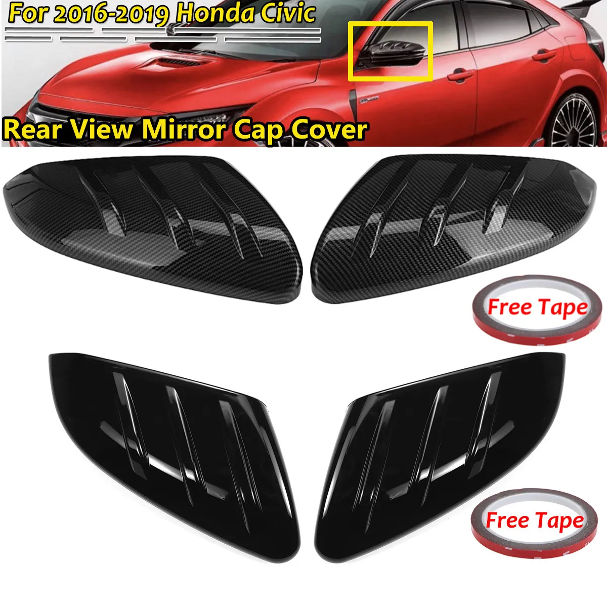 RM-CAR MG Style Rearview Mirror Cap Covers For Honda Civic 10th Gen Sedan Coupe Hatchback 2016-2021 Side Wing Mirror Caps Case