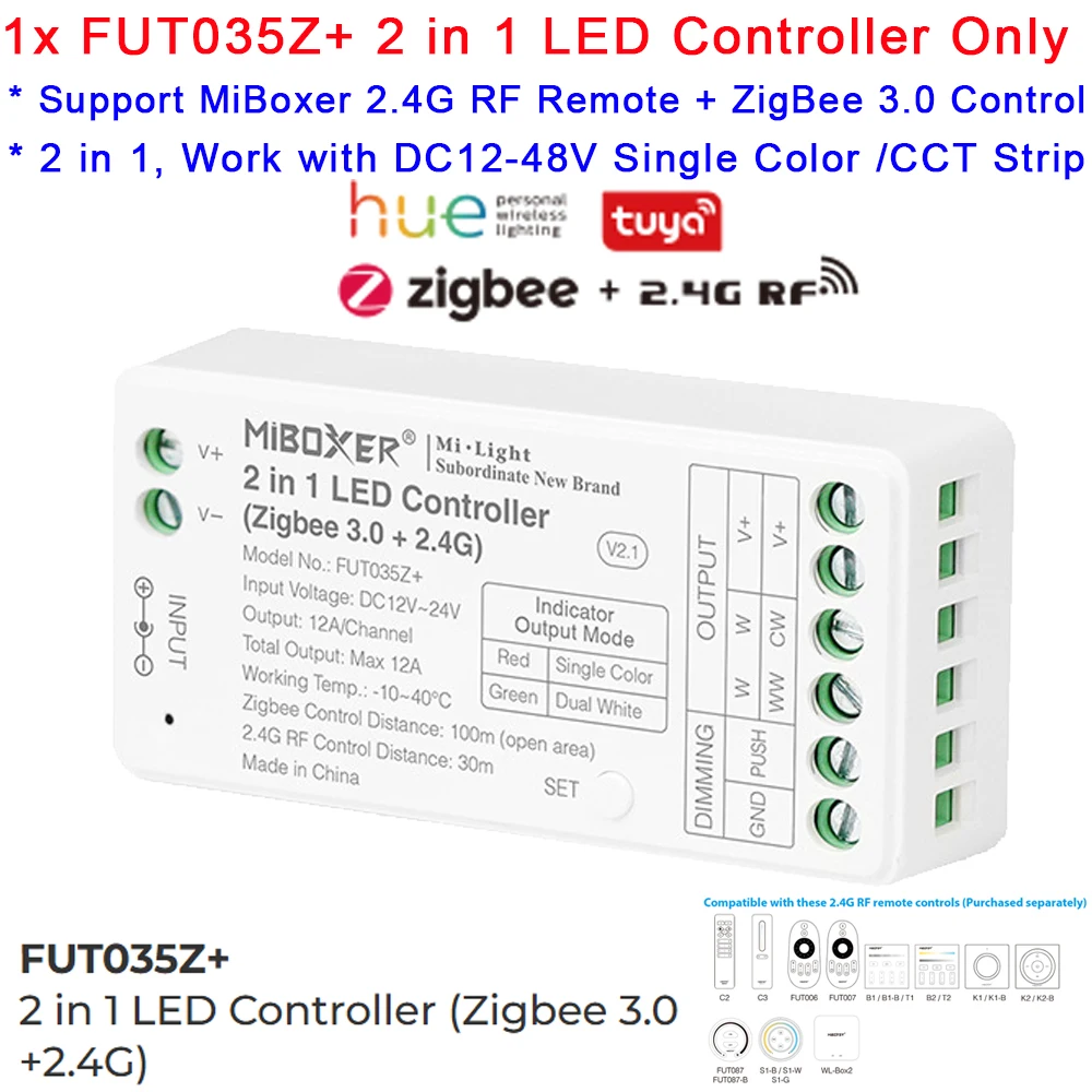MiBoxer ZigBee /WiFi / 2.4G Smart LED-controller FUT035W+ FUT035S+ DIM CCT FUT037W+ FUT037Z+ RGB RGBW RGBCCT voor LED-strips