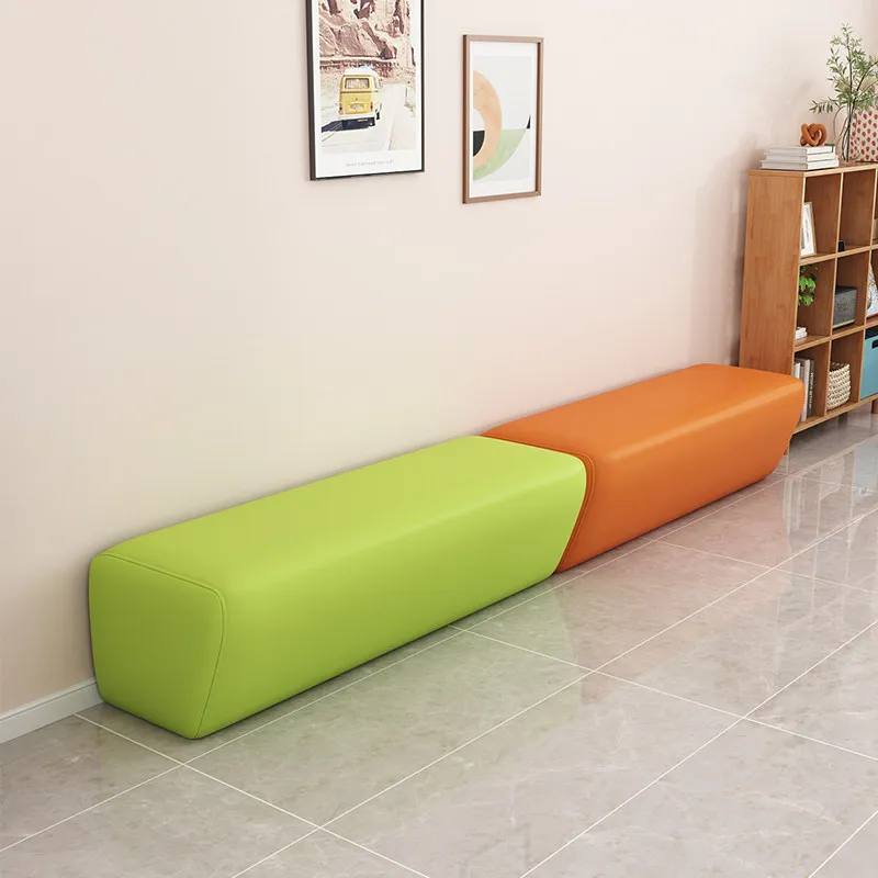 Light Luxury Leather Training Institution Long Bench Customized Parent Rest Area Reception Small Sofa Wall-Side Shop Usepromote