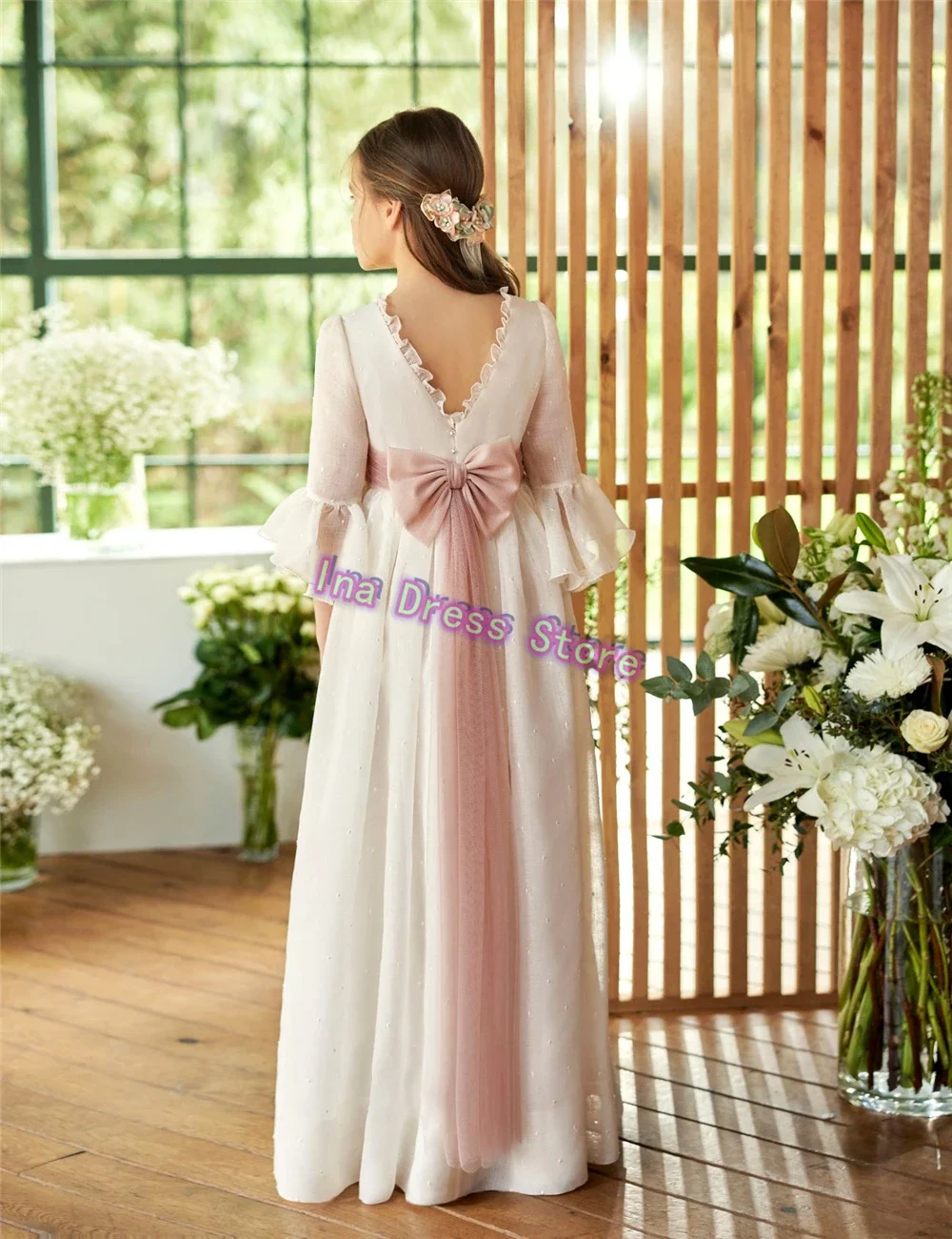 Elegant Idyllic First Communion A-line Wedding Dresses Flower Girl Dress Little Princess Girls Birthday Party Banquet Gowns