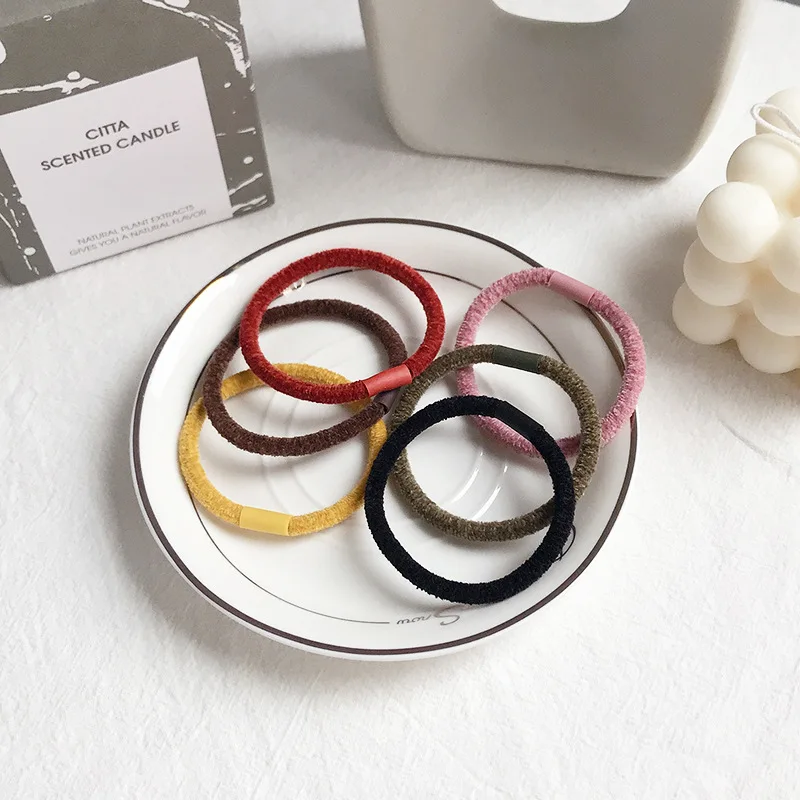 5 teile/paket Grund Dicken Geflochtene Elastische Haar Bands Einfache Gummi Band Pferdeschwanz Seil Schwarz Braun Haar Krawatte Kopf Band Für frauen Mädchen