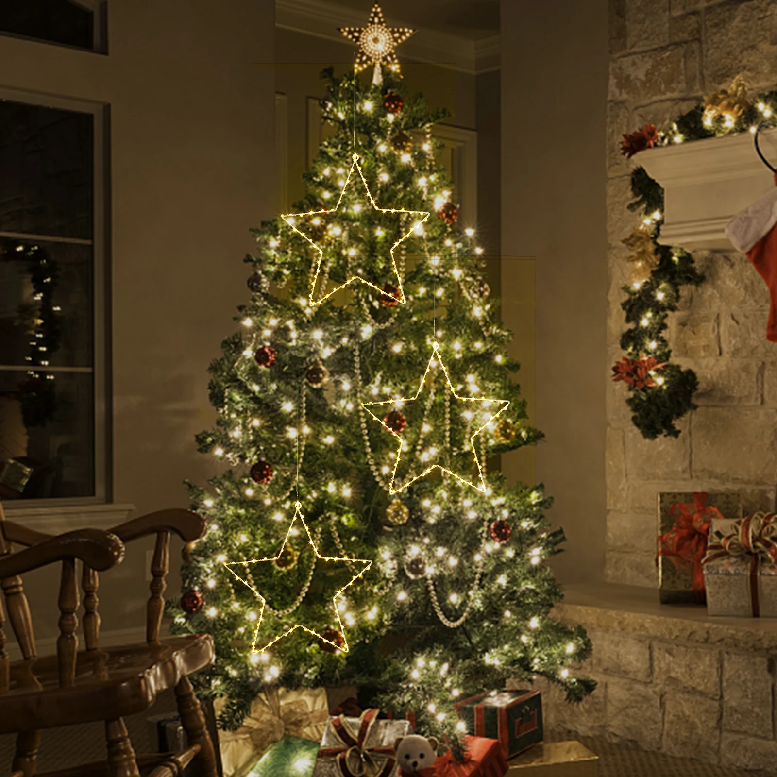 5 luces navideñas con forma de - Outdoor Lighting No Wiring reseña y precio