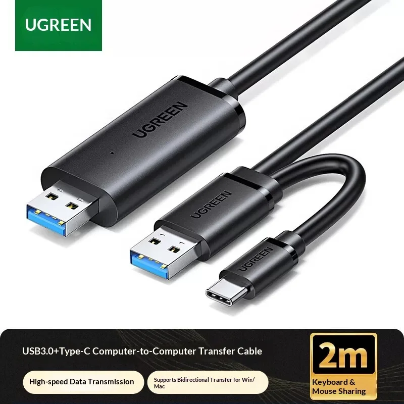 UGREEN 90212 USB 3.0 Type C Dual Connector PC to PC Data Transfer Cable 2m for Windows Mac Computer