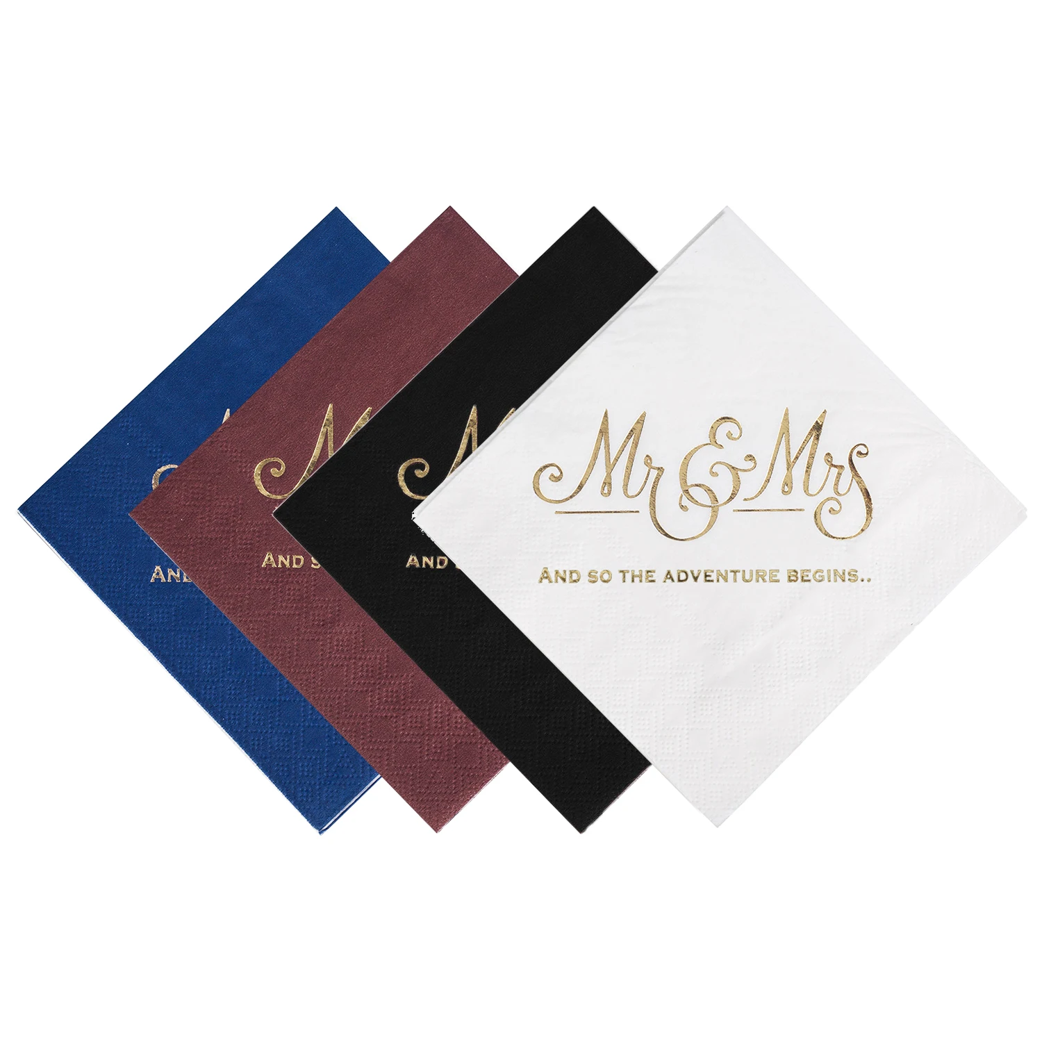 100PCS Mr&Mrs Wedding Paper Napkins Disposable 3-PLY 10inch Bronzing Cocktail Beverage Dessert Napkins for Wedding Anniversary