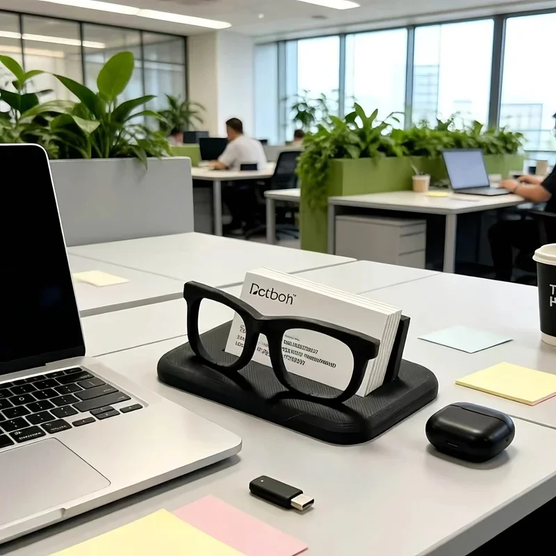 Creativity Glasses Shape Business Card Holder Desktop Eyeglass Stand 2in1 Name Card Organizer Modern Office Reception Desk Decor