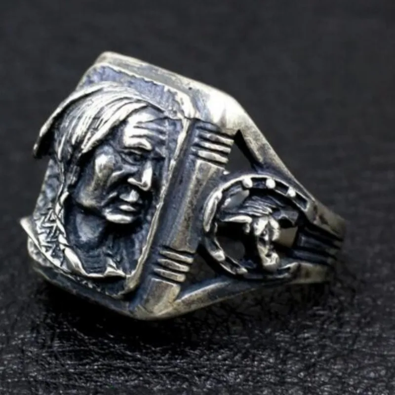 BOCAI S925 Sterling Silver Rings for Men Retro Men-Head Portrait Solid Pure Argentum ViKing Jewelry Wholesale